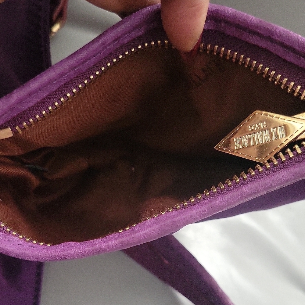 MZ Wallace Purple Gathered Pocket Shoulder Bag with Gold Hardware - Picture 7 of 9